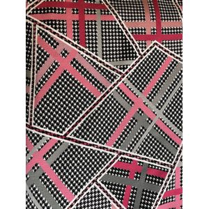 Viscose tricot coupon zwart grijs roze lijnen 150 cm x 150 cm 95% viscose 5% elesthan