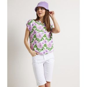 TerStal Dames / Vrouwen Pescara T-shirt Met Elastische Boord Paars In Maat XL