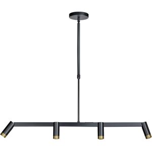 Hanglamp Miller | 4 lichts | zwart | metaal | in hoogte verstelbaar tot 140 cm | 100 cm breedt | eetkamer / eettafellamp | modern / sfeervol design