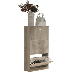 VCM - Sipos L - Schoenenkast - Hout - 3 Compartimenten - Zwart