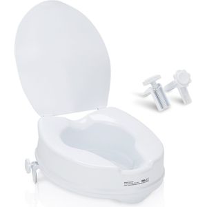 Toiletverhoger 10 cm met deksel - WC-bril. Verhoogd het toilet / WC met 10 cm - WC-bevestiging voor senioren - max 150kg - hoogte verstelbaar