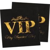 Santex VIP thema feest servetten - 20x stuks - 33 x 33 cm - papier - goud/zwart themafeest