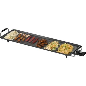 Royalty Line® TP18210 Teppanyaki Bakplaat XL - 70x23 cm - Plancha voor 6 Personen - Grillplaat Met Antiaanbaklaag En Marmer Coating - 1800W - Zwart