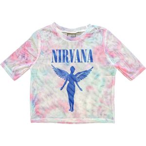 Nirvana - Angelic Blue Mono Crop top - L - Wit/Roze