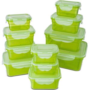 Vershouddozen, kliksluiting, luchtdichte opbergdozen, geschikt voor magnetron, vriezer en vaatwasser, groen, set van 11