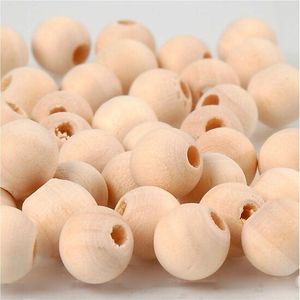 Houten Kraal - Kralen van Hout - Grote Houten Kralen - Sieraden Maken - DIY Hobby Kralen - Blanco Kralen Groot Gat - Diameter 10mm - Gatgrootte 2,5mm - 40 Stuks