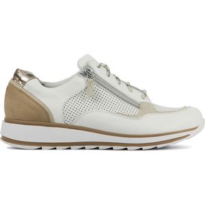 Durea Sneakers Dames - Lage sneakers / Damesschoenen - Leer - 6262 688  -  Wit combi - Maat 43