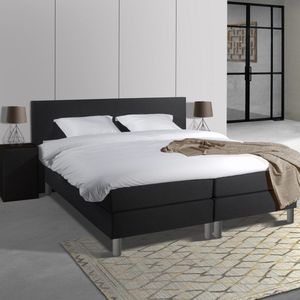 Anno 1588 Comforta Boxspringset - Pocketvering - Zwart Lederlook - 90x220 - Inclusief dekbed + 2 kussens