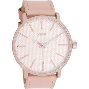 OOZOO Timepieces - Rosé goudkleurige horloge met oud roze leren band - C10037