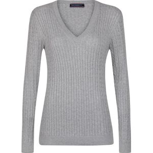 Felix Hardy V-Neck - V Trui - Kabeltrui - 100% Katoen Dames Grau - L