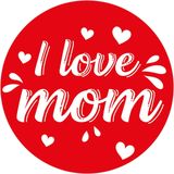 15x Onderzetters I love mom/ Moeder hartje - Moederdag/ mama cadeau glazenonderleggers