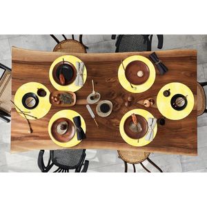 Ronde placemats - Onderlegger - Placemats rond - Patronen - Waterverf - Geel - Marmer print - 6 stuks