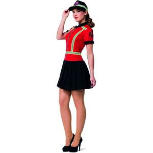 Wilbers & Wilbers - Brandweer Kostuum - Fenna Fikkie Brandweervrouw Kostuum - Rood, Zwart - Maat 36 - Carnavalskleding - Verkleedkleding