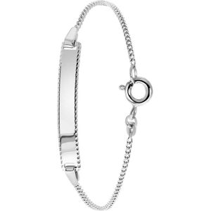 Lucardi Meisjes Armbandje met hanger met plating - Rechthoek - Cadeau - Echt Zilver - Zilverkleurig