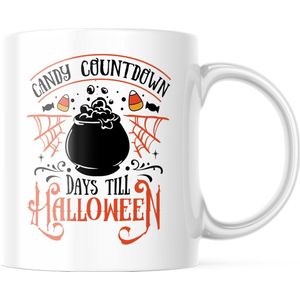 Halloween Mok met tekst: Candy countdown - days till halloween | Halloween Decoratie | Grappige Cadeaus | Grappige mok | Koffiemok | Koffiebeker | Theemok | Theebeker