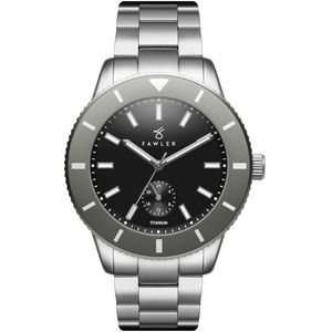 Fawler Makalu Grijs Geborsteld Titanium Fibre Duik Horloge voor Mannen