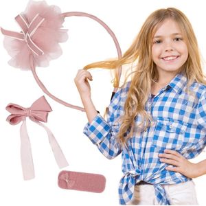 Roze Haaraccessoires Set - Haarband + 2x Haarspeldjes van Nella