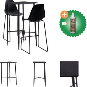 vidaXL 3-delige Barset kunststof zwart - Set tafel en stoelen - Inclusief Houtreiniger en verfrisser