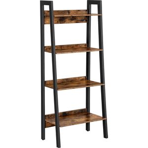 Rootz Ladderkast - Staande Boekenkast 4 Lagen - Industrieel - Bruin - 56 x 34 x 137,5 cm (LxBxH)