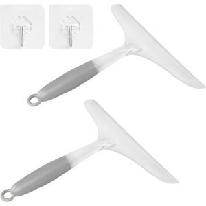 Glasreinigingsrakel met kunststof haken - Badkamer Douche Raamreiniger (Grijs) .