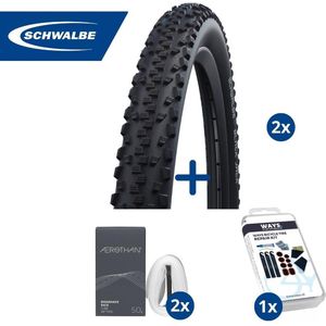 Fietsband - Schwalbe - Buiten- & binnenbanden (2x2 stuks) - Black Jack K-Guard & AV12 - 26 inch x 1 1/4 - 27.5 inch x 1.75 - 40 mm - Met plaksetje