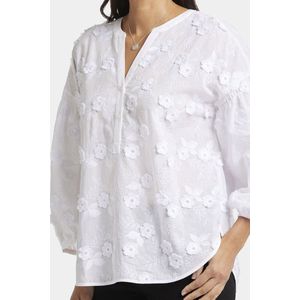 NYDJ Paulina Peasant Blouse Wit | Optic White