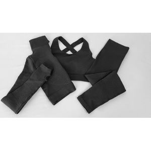 AGYM seamless workout set van 3 Zwart dames sportkleding