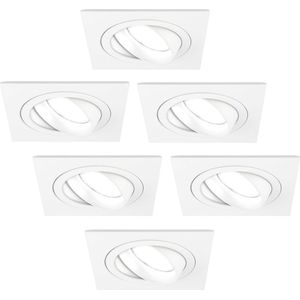 Ledvion Set van 6 LED Inbouwspots Sevilla, Wit, 5W, 6500K, 92 mm, Dimbaar, Vierkant, Badkamer Inbouwspots, Plafondspots, Inbouwspot Frame