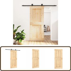 vidaXL Schuifdeur met beslag - 85x210 cm - Grenenhout Schuifdeur - Granen Hout - Binnendeur - Schuifdeursysteem - Moderne Deur