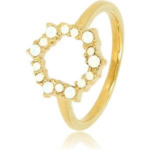 * My Bendel - Unieke Damesring-goud- met echte quartz stenen - Stijlvolle ring met quartz stenen - Met luxe cadeauverpakking