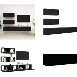 vidaXL 4-delige Tv-meubelset spaanplaat zwart - Tv-kastenset - Tv-kastensets - Tv-kasten - Tv-meubelset