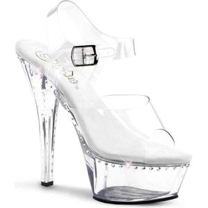 Pleaser - KISS-208LS Sandaal met enkelband, Paaldans schoenen - Paaldans schoenen - 36 Shoes - Zwart