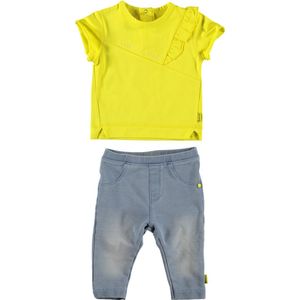 BESS - kledingset - 2delig - Jegging Jogdenim - shirt geel ruffles - Maat 56