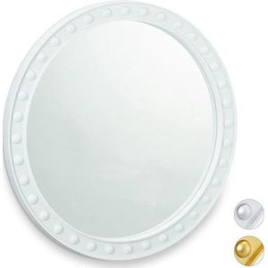 Relaxdays spiegel rond - sierspiegel gang - wandspiegel - design - 50.5 cm rond - modern - wit