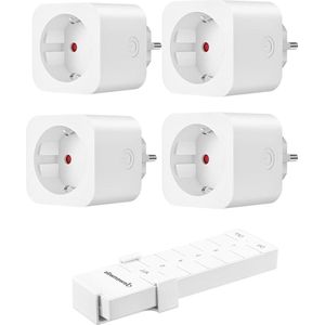 VD WEIDE ENTERPRISE - Stopcontacten met afstandsbediening - draadloos - plug-in - aan/uit - wandschakelaar - lichtschakelaar - 16A - 3680W - 30m bereik - voorgeprogrammeerd - set van 4 - wit .