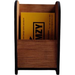 Djemzy - visitekaart houder van hout - businesscard houder - bedrijfskaarthouder - visitekaarthouder voor op bureau - visitekaartbakje - Visitekaarthouder bakje - donkkerrood hout - 3.6 mm multiplex