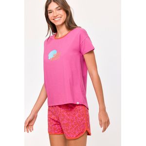 Woody Meisjes-Dames Pyjama fuchsia - maat 128/8J