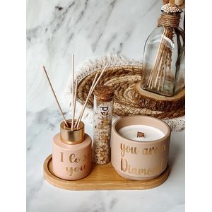 Geurpakket - Huisparfum - Ecologische kaars - Badzout - Cadeau voor haar - valentijn