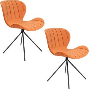 Zuiver OMG Velvet Eetkamerstoelen Oranje - Set van 2