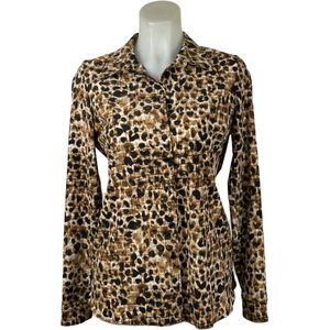 Angi's - travelstof blouse - Camel dierenprint - Ademend - Kreukvrij - Duurzame Blouse