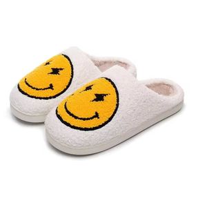 TippyToes® Smiley Slippers - Comfortabele en Warme Huispantoffels - Anti-Slip - Unisex - Gele Smiley Bliksem