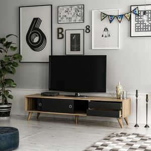 TV meubel Fladså 160x40x40 cm Eiken en zwart