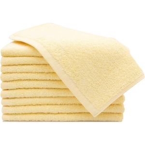 Set van 10 gastendoekjes, kleine en pluizige handdoeken, 30 x 50 cm, wasbaar tot 60 °C, katoen, geel, hotelkwaliteit, Oeko-Tex gecertificeerd