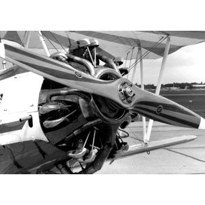 Dibond - Vliegtuig - Airplane in wit / zwart  - 80 x 120 cm.