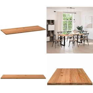 vidaXL Tafelblad rechthoekig 200x80x4 cm massief eikenhout lichtbruin - Tafelblad - Tafelbladen - Eettafelblad - Eetkamer Tafelblad