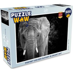 Puzzel Portret van een olifant in zwart-wit - Legpuzzel - Puzzel 500 stukjes