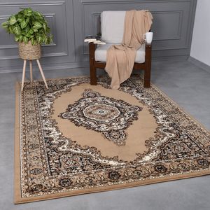 Flycarpets Klassiek Beige Vloerkleed Skazar - Oosters motief - Perzisch Tapijt - 120x170 cm