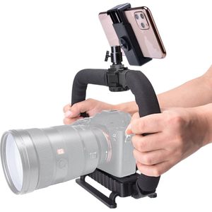 YONO Stabilisator Statief Handheld voor Camera en Accessoires - Professionele Stabilizer Handheld Beugel geschikt voor Actioncam / Smartphone / Videorecorder / Vlog / Youtube / Tiktok / Lamp / Microfoon - Zwart