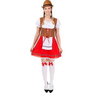 FUNIDELIA Tiroler Jurk - Oktoberfest Dames - Maat: XXL - Rood