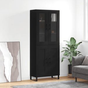 The Living Store Opzetkast - Hoge kast 69.5 x 34 x 180 cm - Zwart